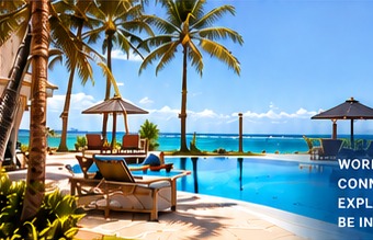 Pool and palm trees at a Malindi coastal resort